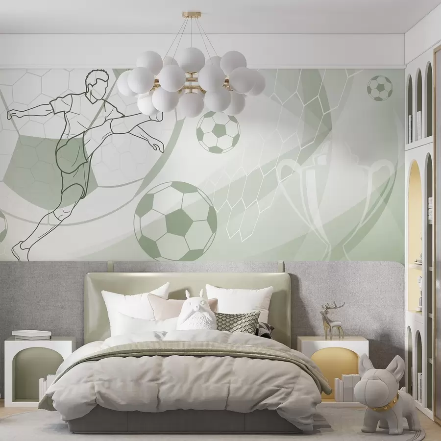 murales de pared Jugador de fútbol y balones w04601v2