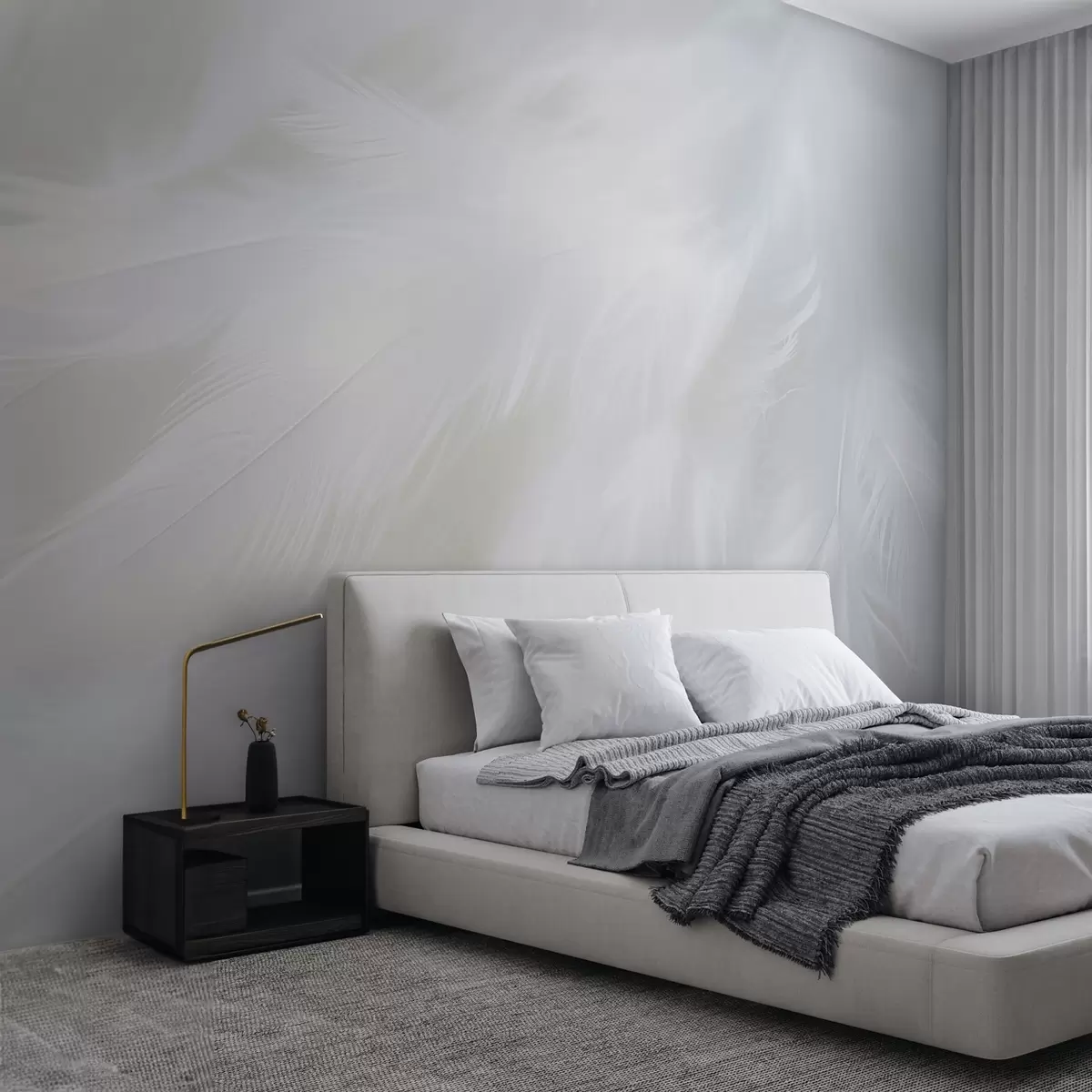 murales de pared Plumas blancas y suaves, textura ligera w04442