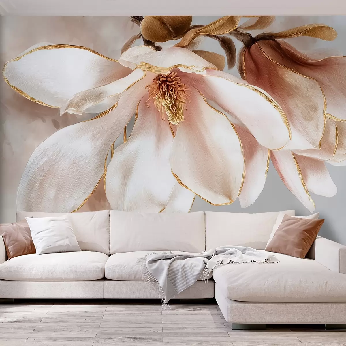 Murales de pared Magnolia en flor en tonos pastel w09387 murales de pared Magnolia en flor en tonos pastel w09387