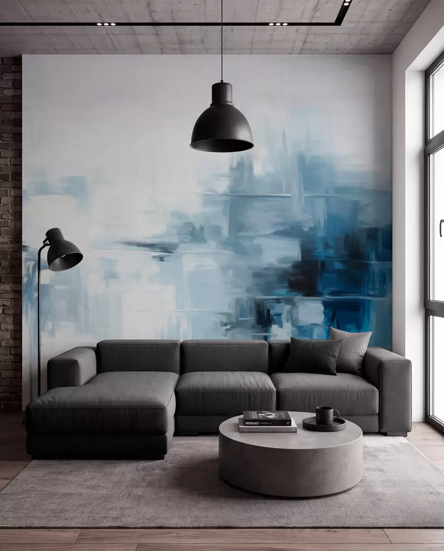 murales de pared Reflejos azules pintados w09422