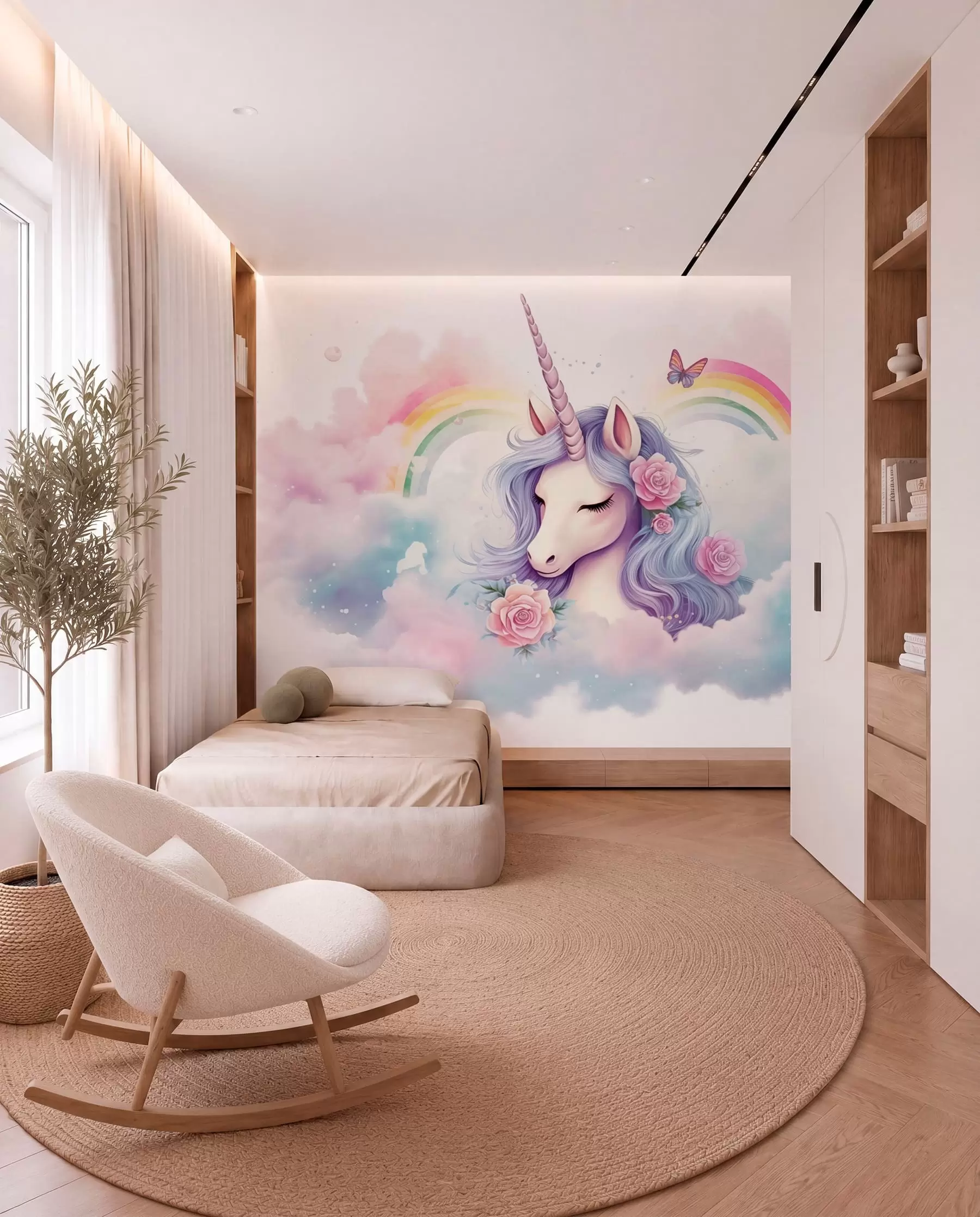 murales de pared Unicornio y arcoíris w03990