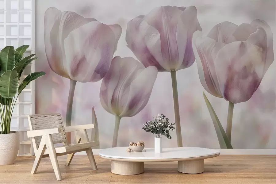 Murales de pared Tulipanes en colores suaves w04700 murales de pared Tulipanes en colores suaves w04700