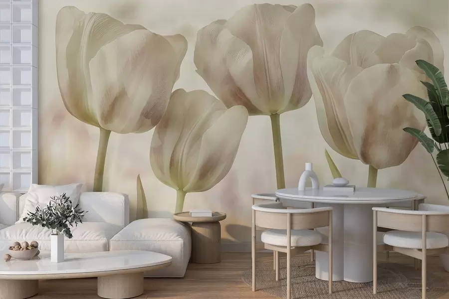 Murales de pared Tulipanes en colores suaves w04700v1 murales de pared Tulipanes en colores suaves w04700v1