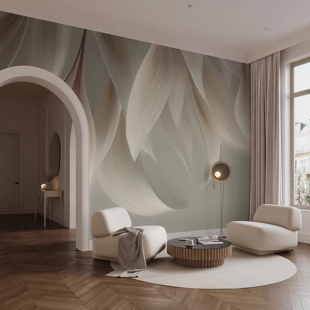 Murales de pared Hojas colgantes con contorno estilizado w04706 murales de pared Hojas colgantes con contorno estilizado w04706