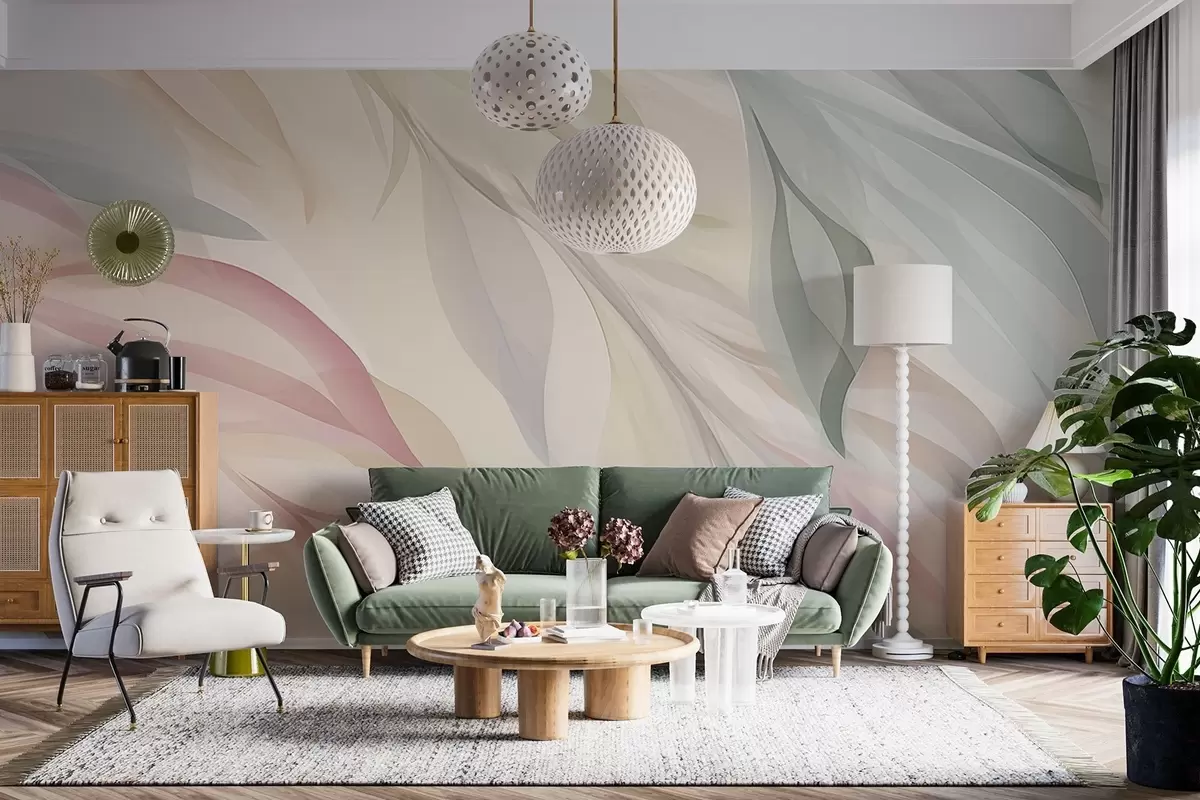 murales de pared Hojas afiladas y multicolores w04742
