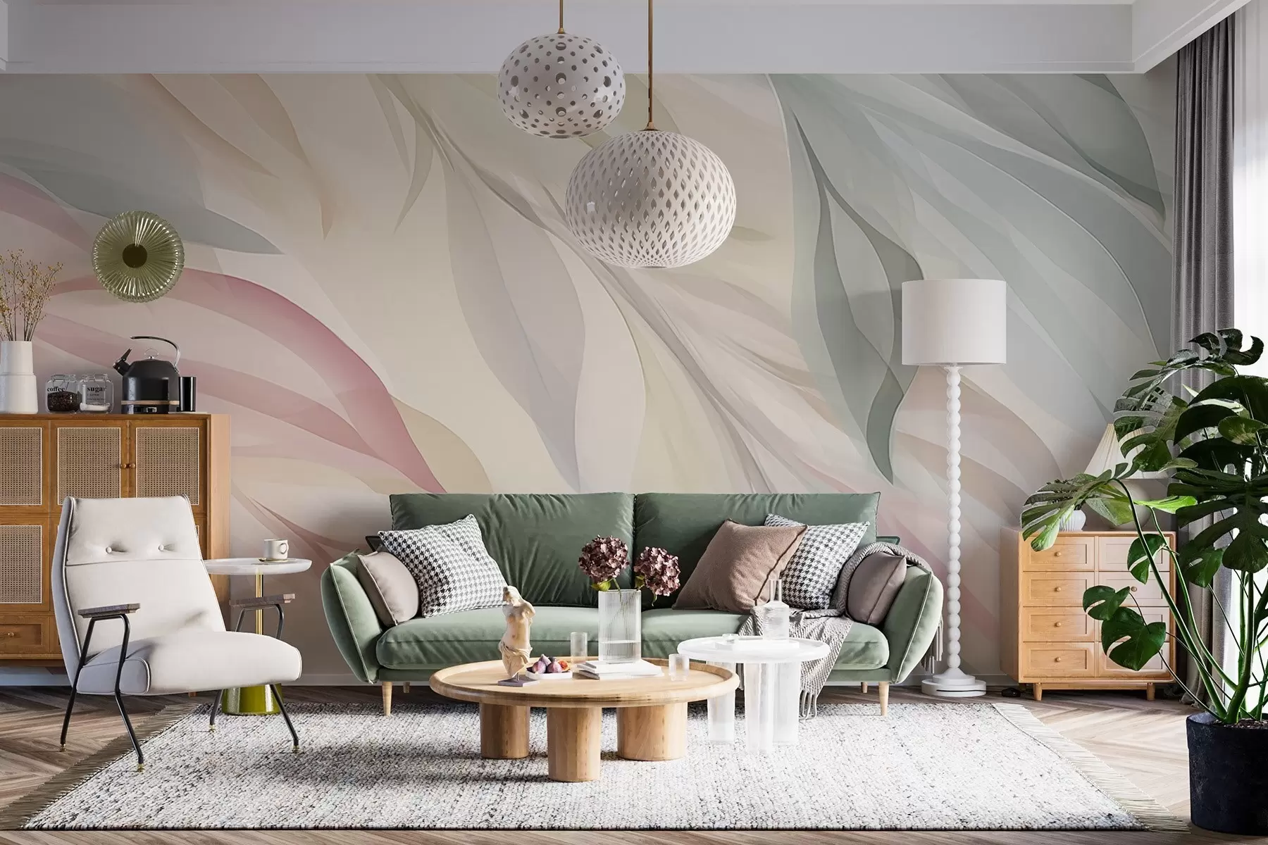 murales de pared Hojas afiladas y multicolores w04742