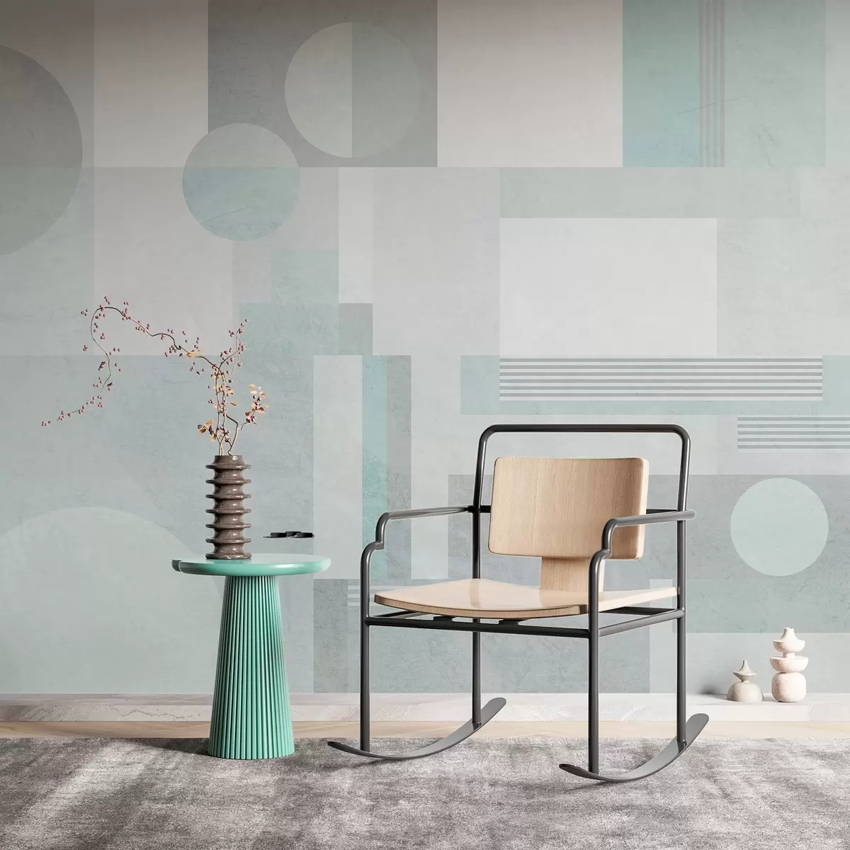Murales de pared geometría abstracta en tonos gris verdosos w04635v3 murales de pared geometría abstracta en tonos gris verdosos w04635v3