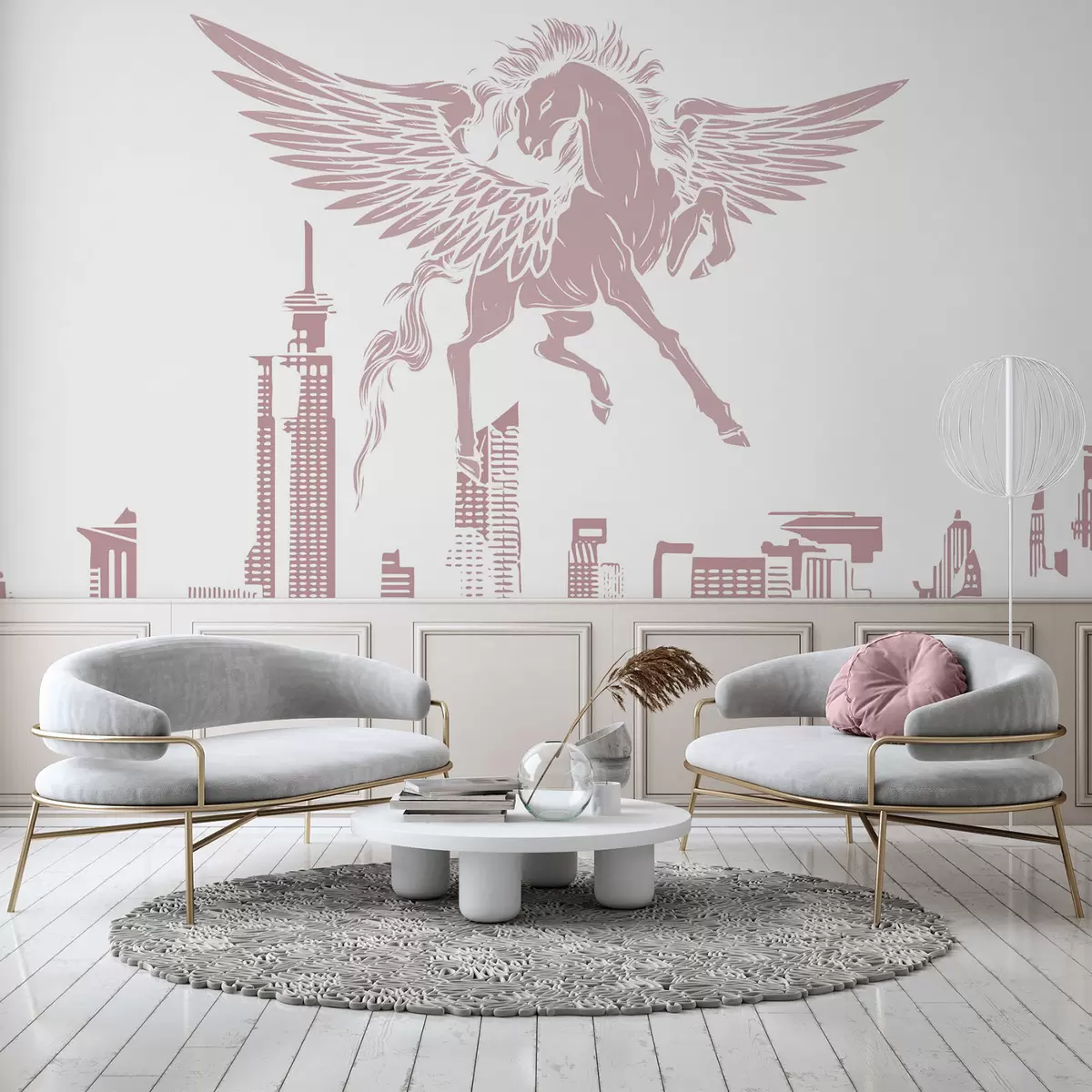 murales de pared Pegaso sobre la ciudad w04777