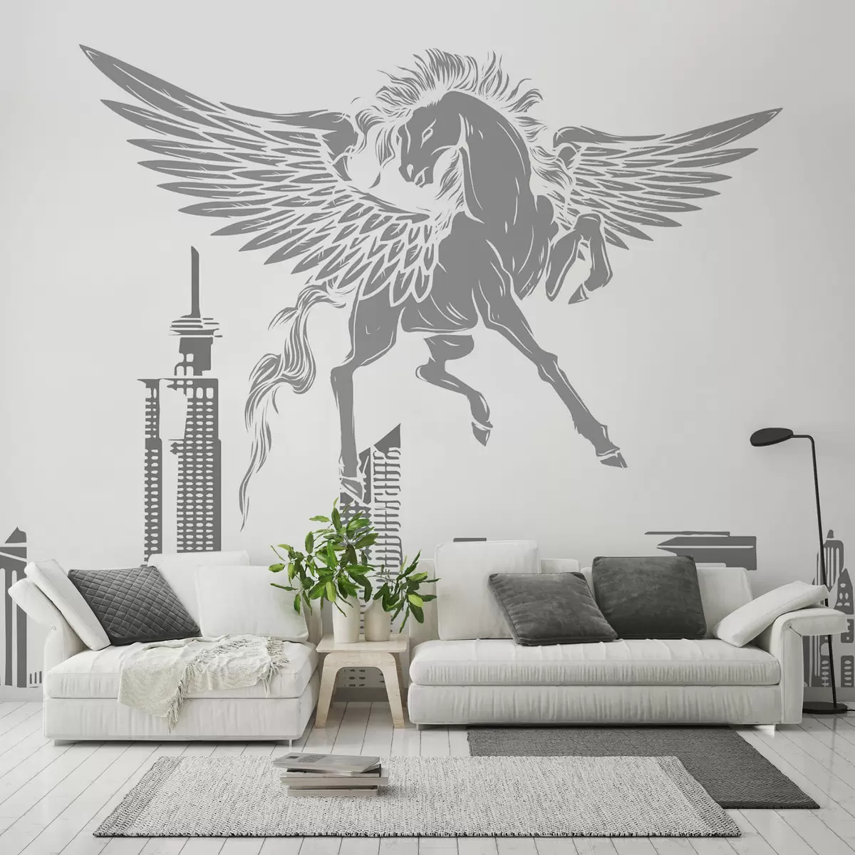 Murales de pared Pegaso sobre la ciudad w04777v2 murales de pared Pegaso sobre la ciudad w04777v2