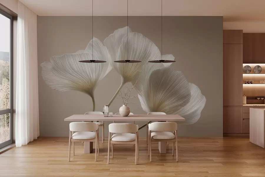 Murales de pared tres delicadas flores sobre un fondo beige w04810 murales de pared tres delicadas flores sobre un fondo beige w04810