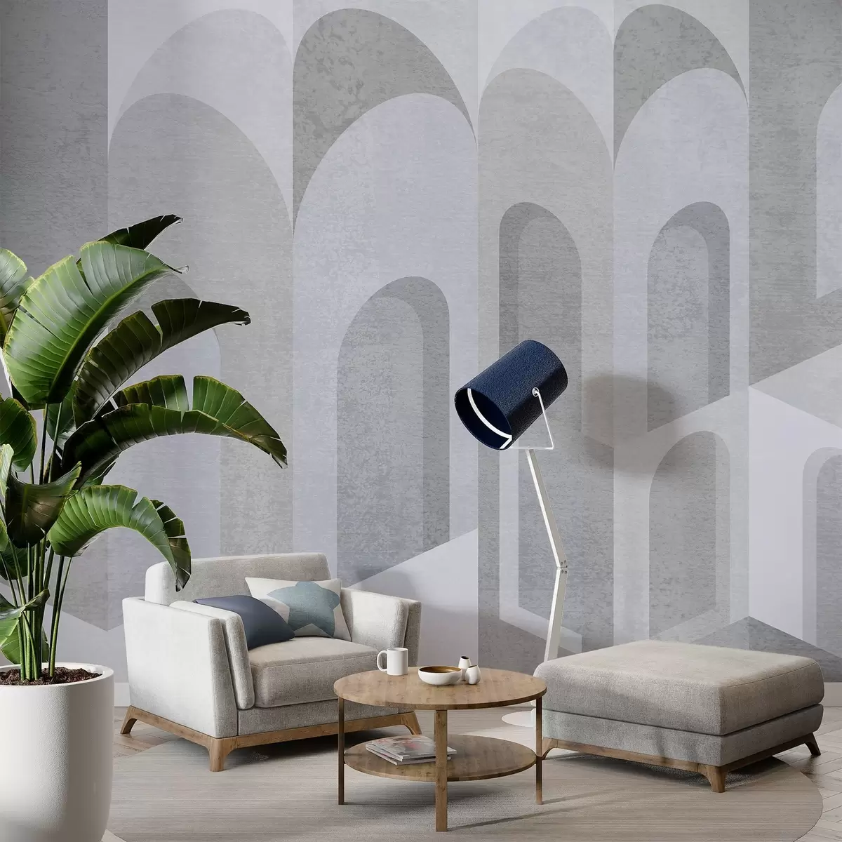 Murales de pared metamorfosis urbanas del arco en tonos grises y azules w04812v2 murales de pared metamorfosis urbanas del arco en tonos grises y azules w04812v2