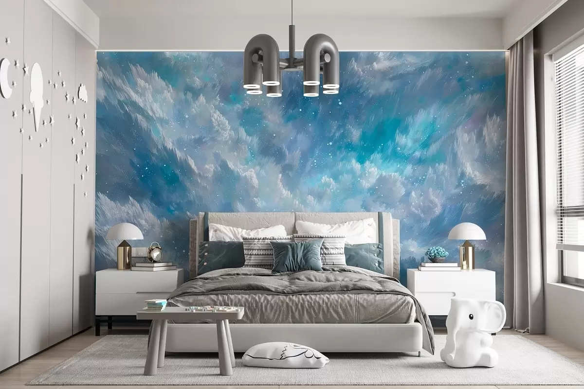 Murales de pared Nubes abstractas celestiales en una fresca paleta de colores pastel w09459 murales de pared Nubes abstractas celestiales en una fresca paleta de colores pastel w09459