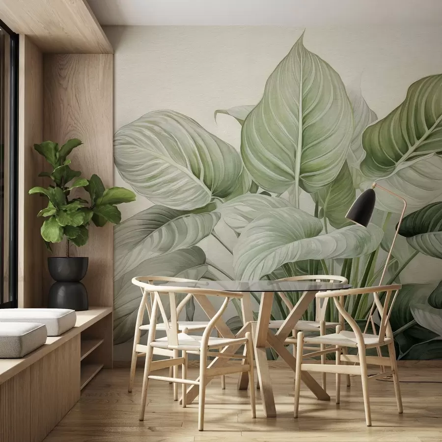 Murales de pared Exuberante arbusto de hojas verdes en la pared w04835 murales de pared Exuberante arbusto de hojas verdes en la pared w04835