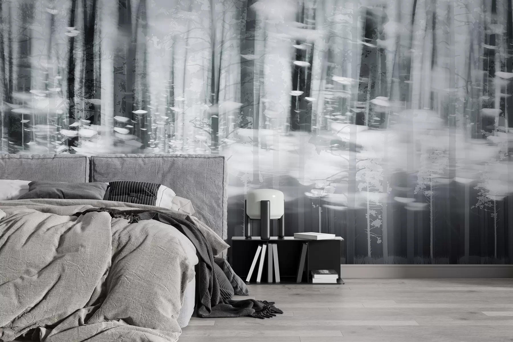 murales de pared Troncos de árboles estilizados en colores pastel w04844v2