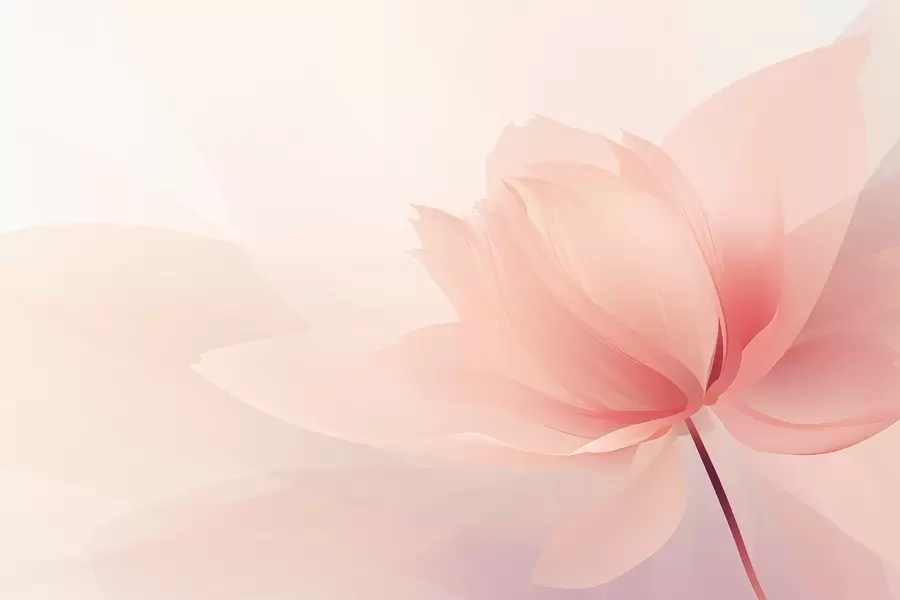 murales de pared Flor grande en suaves tonos rosa melocotón. w09356