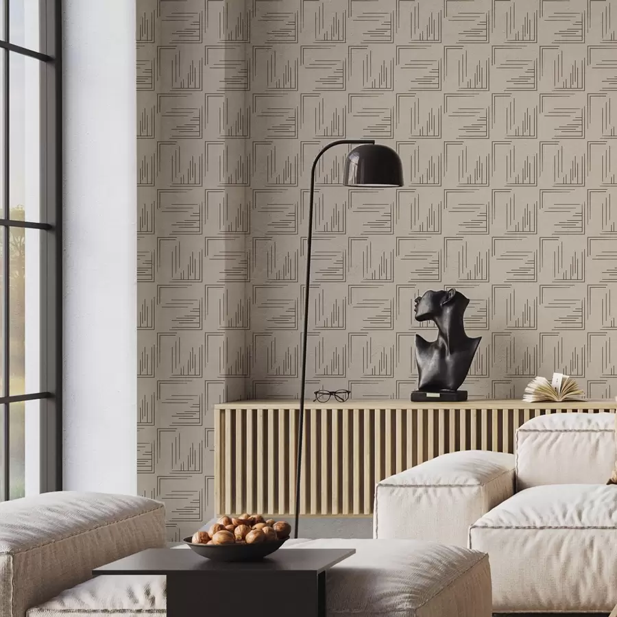 murales de pared Grandes cuadrados de cacao con rellenos de líneas variadas, arena a00913