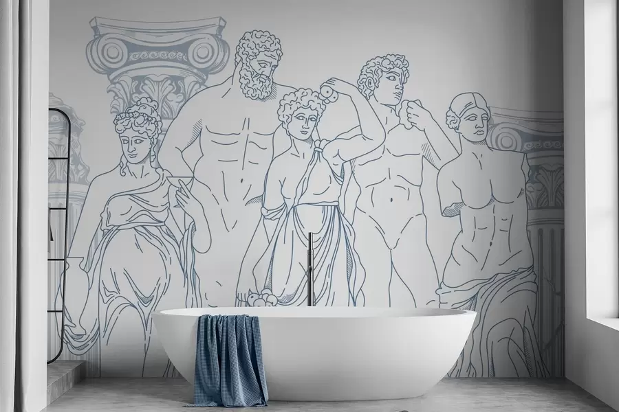 murales de pared Gente antigua y columnas w04865