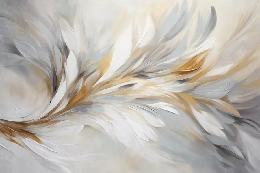 murales de pared Estilo de pintura abstracta con pinceladas texturizadas en blanco, amarillo y gris sobre un fondo suave y claro w09552