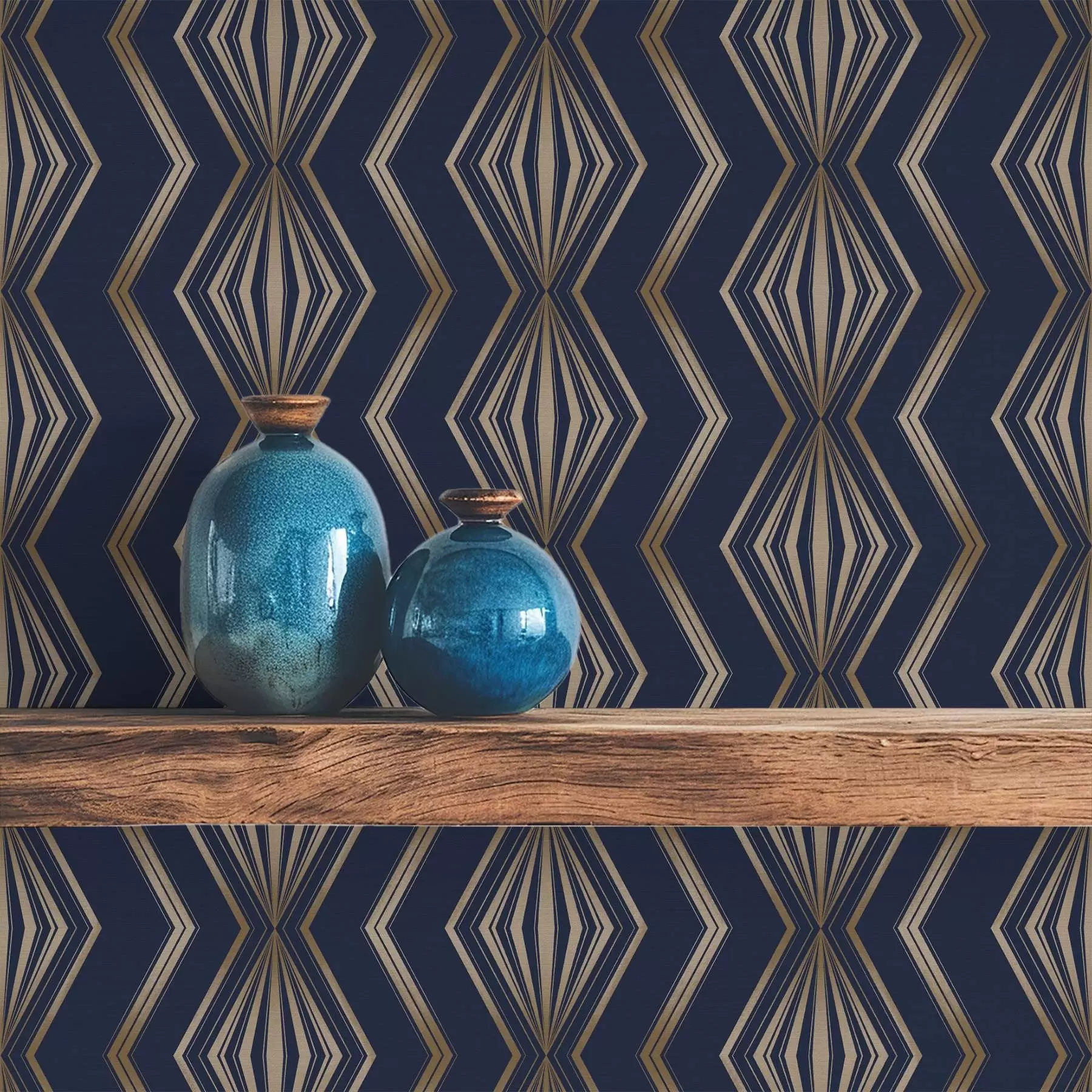 murales de pared Patrón geométrico de rombos azul oscuro a00973