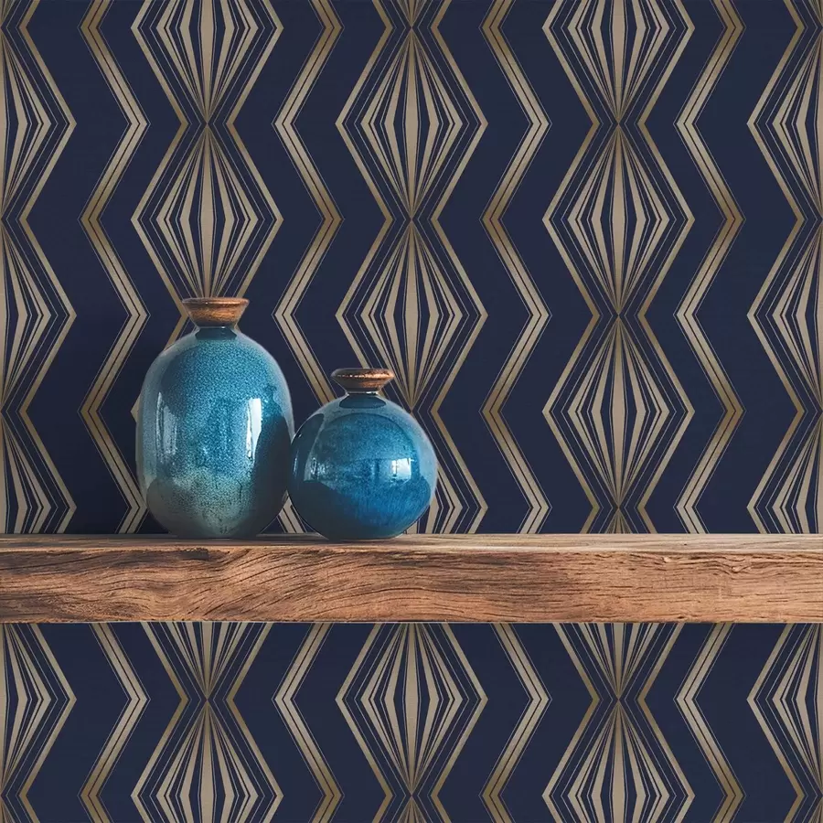 murales de pared Patrón geométrico de rombos azul oscuro a00973