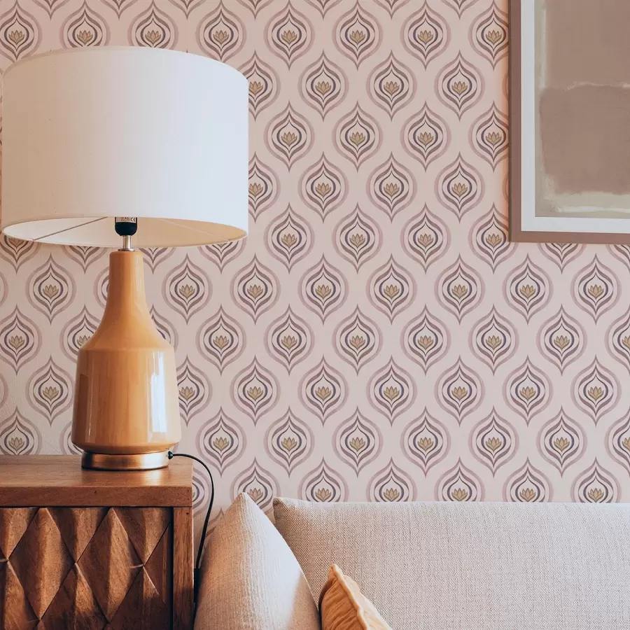 murales de pared Motivo rítmico con una flor sobre un fondo empolvado. a00977