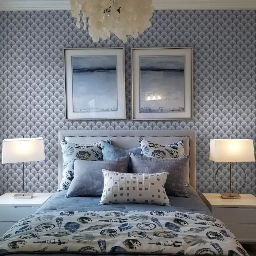 murales de pared Arcos azules con rayos sobre fondo azul claro. a00978v1