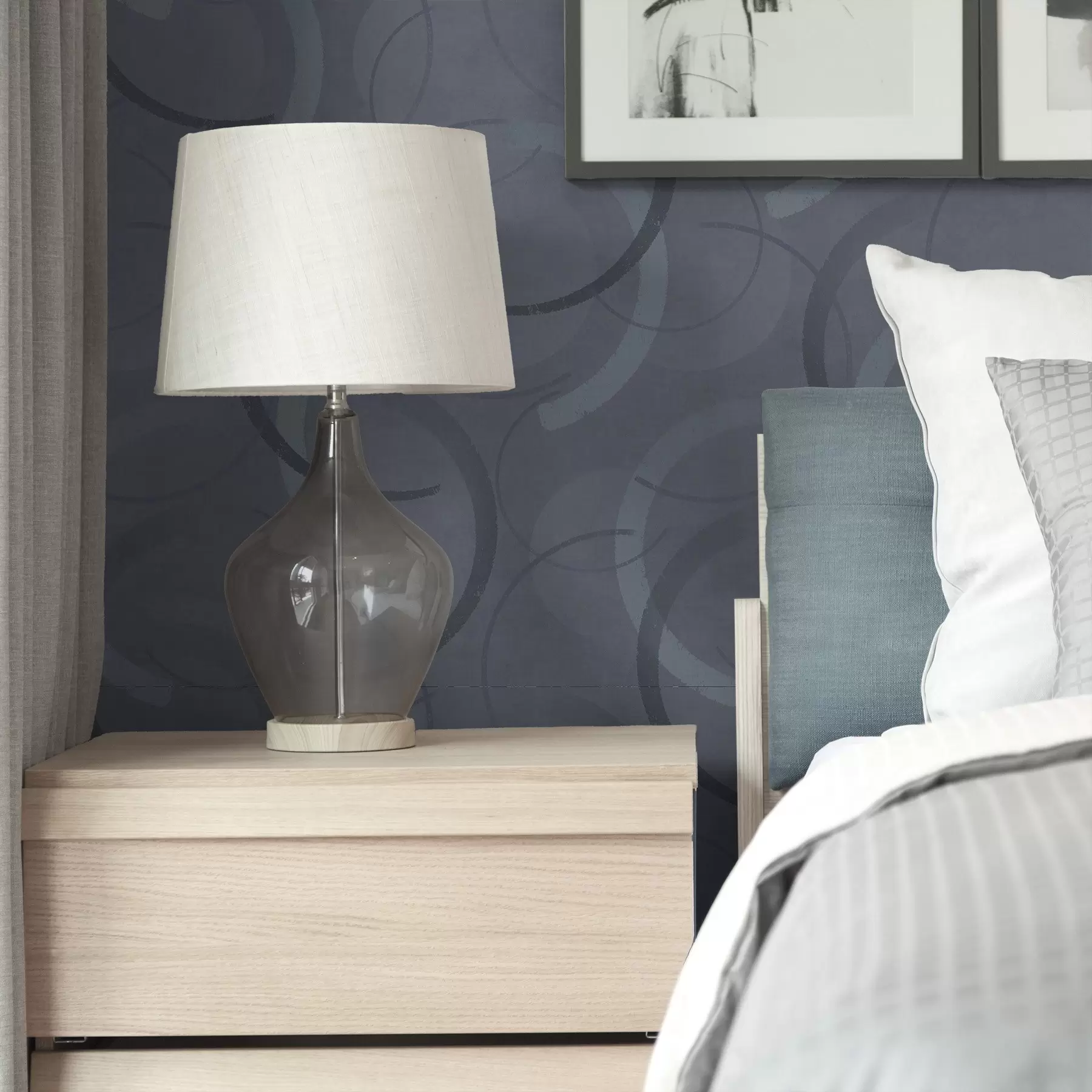 murales de pared Medios círculos y círculos suaves en una fresca paleta de colores gris azulados a00980