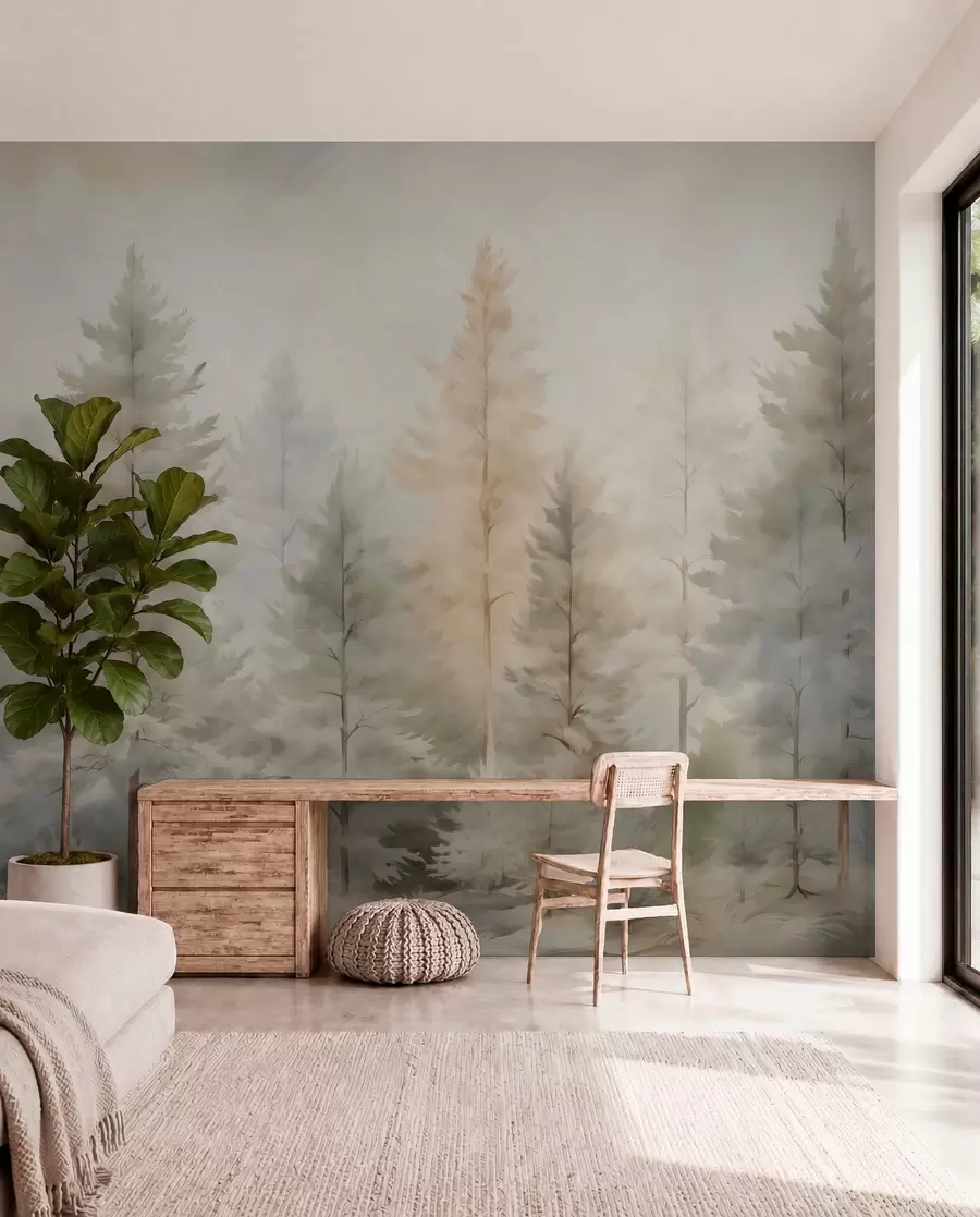 murales de pared Bosque de coníferas w04975