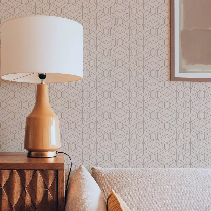 murales de pared Fondo beige cálido con finos cubos gráficos a01067v3