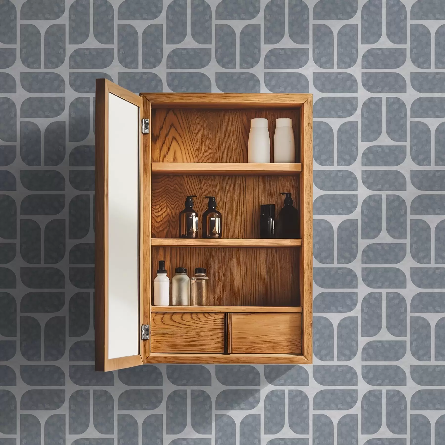 murales de pared Mosaico gris alternando formas redondeadas y rectangulares a01069