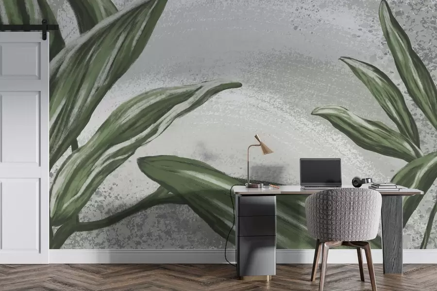 murales de pared Exuberante vegetación sobre un fondo texturizado w01682