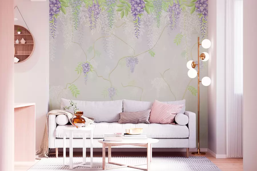 murales de pared Elegante diseño floral en tonos pastel. w01685
