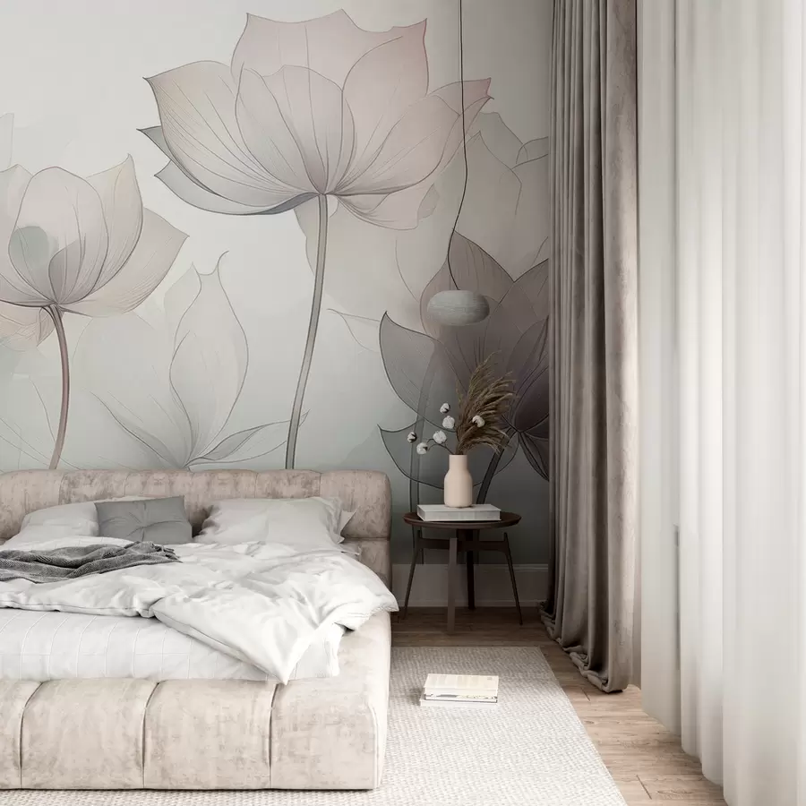 murales de pared flores abstractas w09623v1