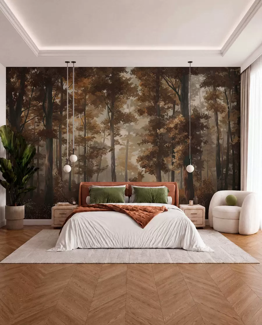 murales de pared Sendero de bosque ámbar w05089v1