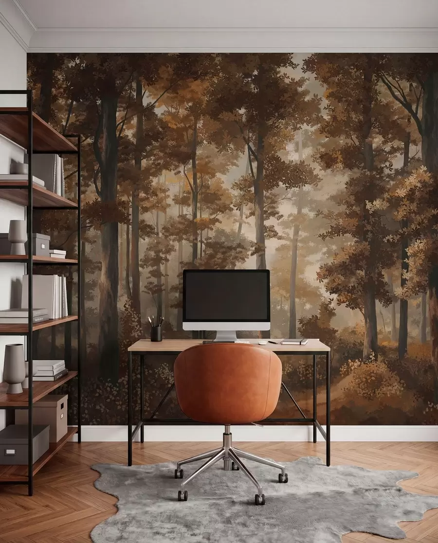 murales de pared Sendero de bosque ámbar w05089v1