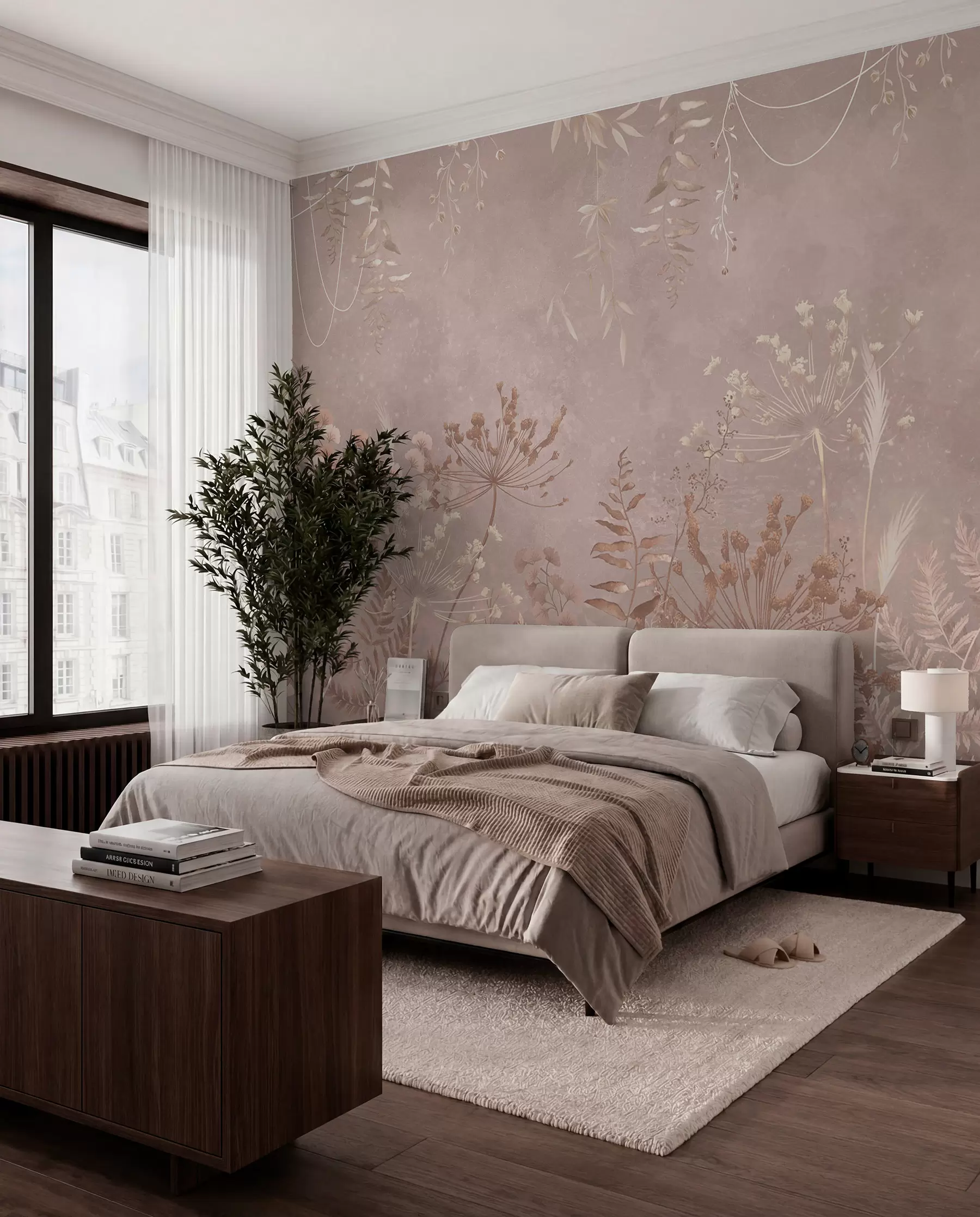 murales de pared Pradera en tono topo w05092v2