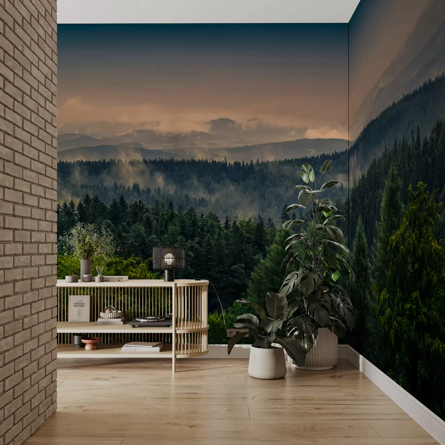 murales de pared Árboles de árboles en la niebla u72174