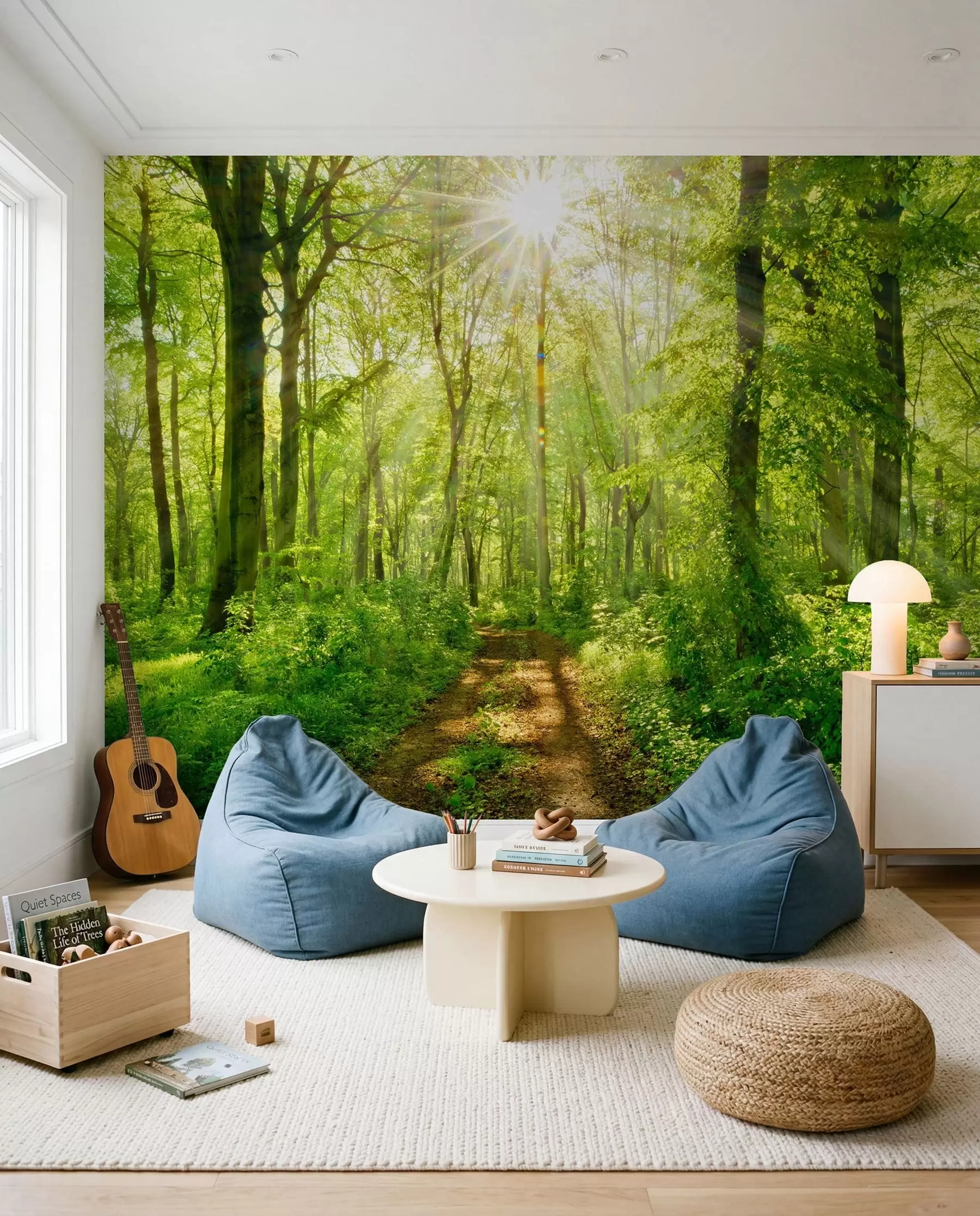 murales de pared Sendero bajo ramas verdes u22252