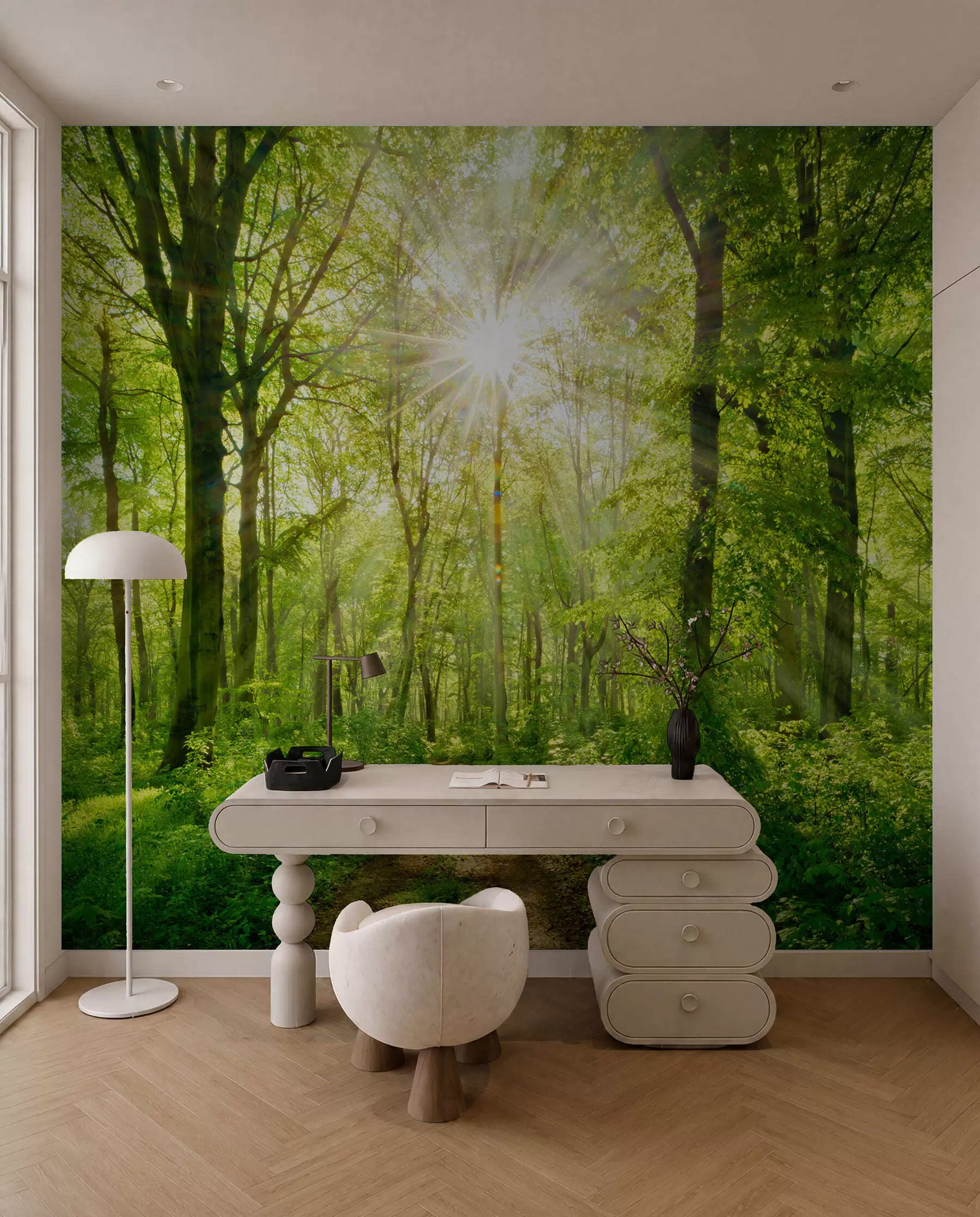 murales de pared Camino en el bosque soleado u22252