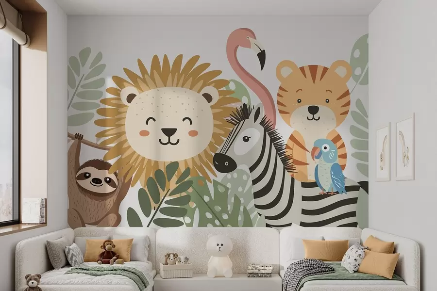 murales de pared Simpáticos animales tropicales w05164