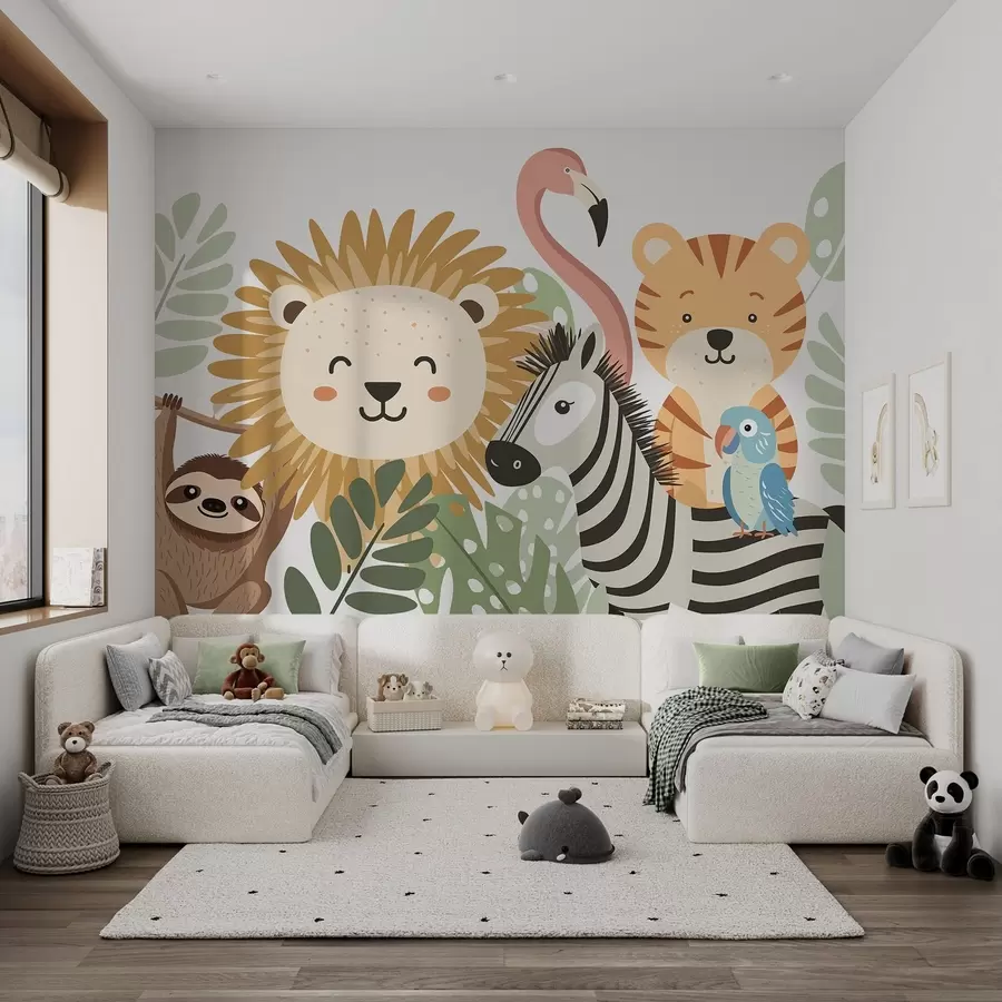 murales de pared Simpáticos animales tropicales w05164