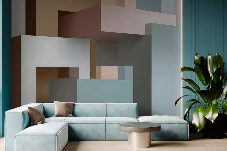 murales de pared geometría abstracta en estilo 3D w05065