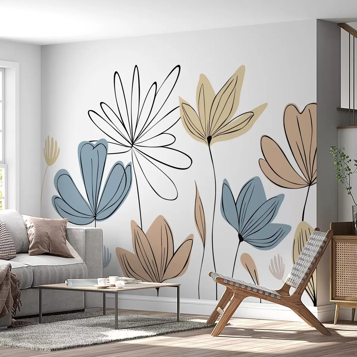 murales de pared flores abstractas w05191v1