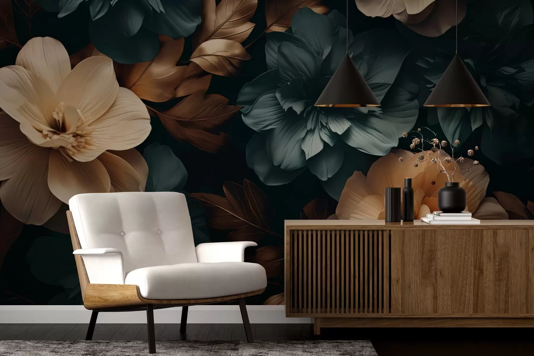 murales de pared Jardín oscuro en flor w05007