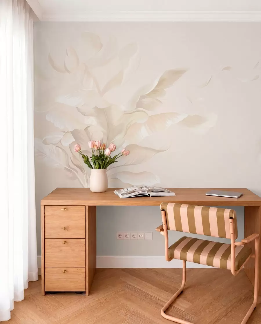 murales de pared Plantas decorativas aireadas en cálidos tonos cremosos. w05126