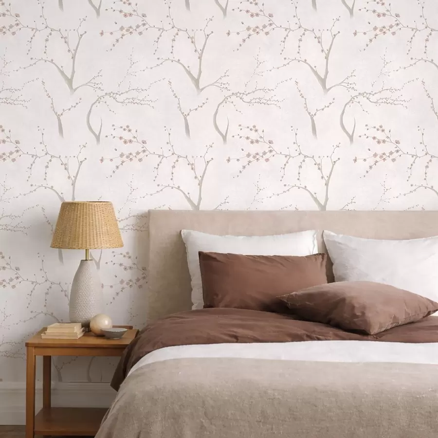 murales de pared Ramas ligeras con flores rosadas a01111v1