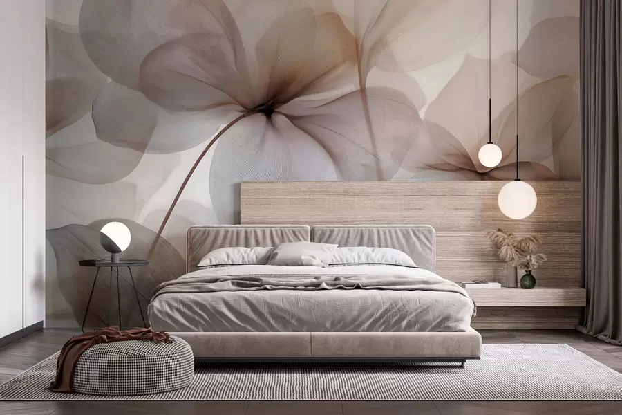murales de pared flores semitransparentes con vetas w05070
