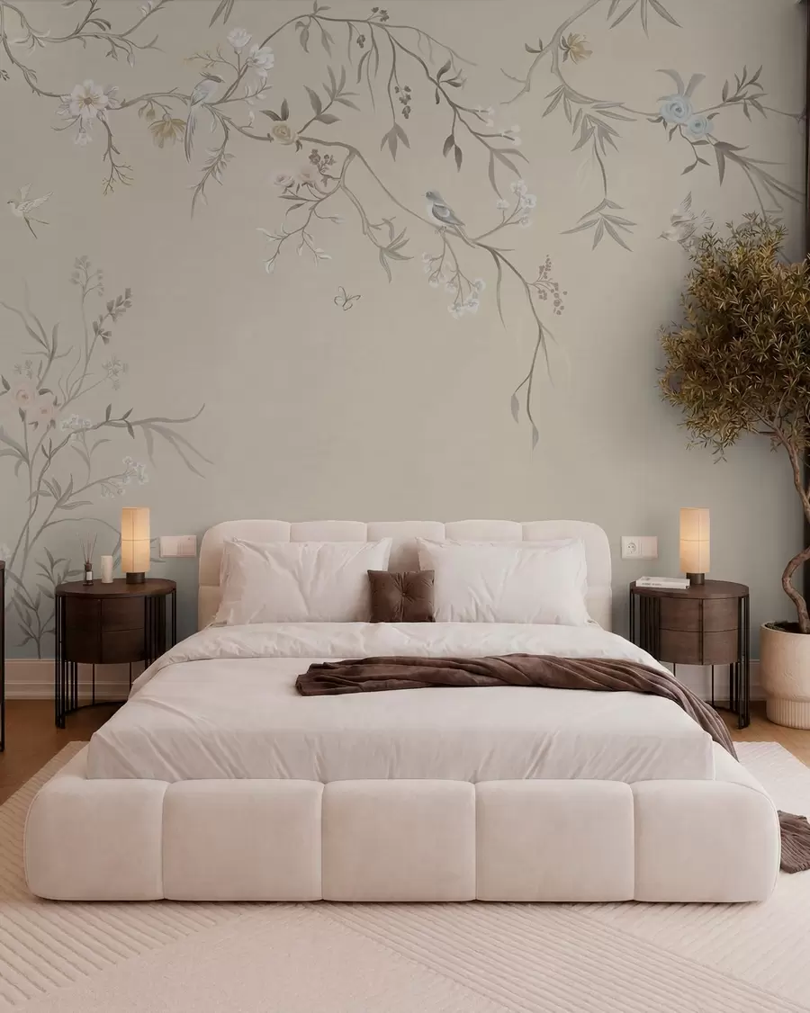 murales de pared Ramas y aves sobre arena w05127v2