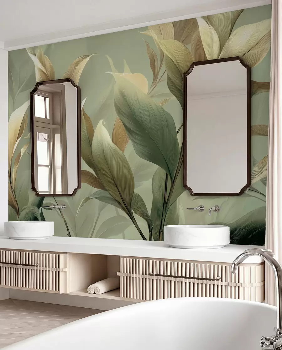 murales de pared Grandes hojas tropicales w09688