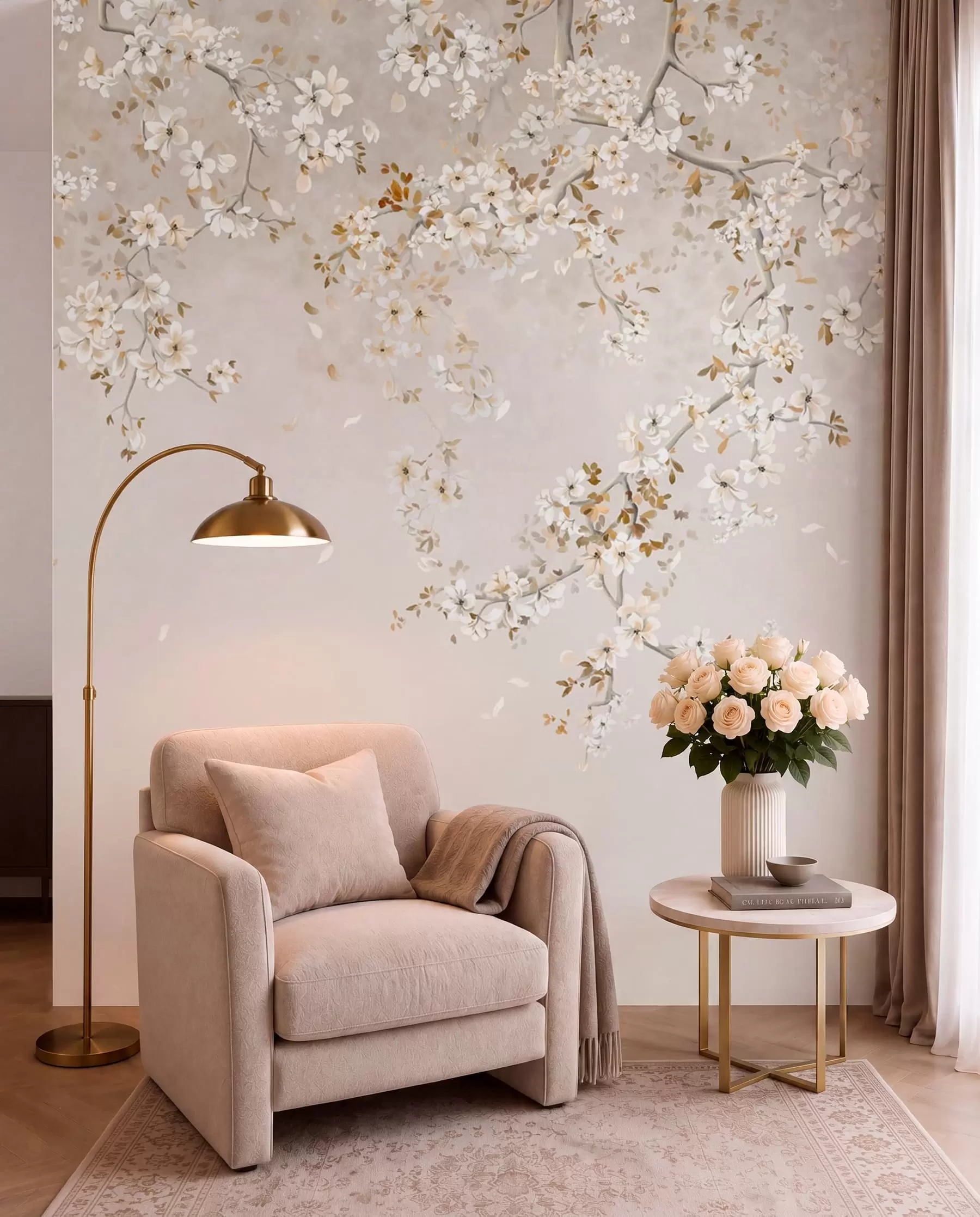 murales de pared Floración marfil w05129